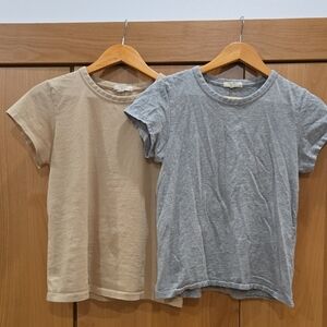 Rag & Bone Set Of 2 Tees, Gray And Tan, 100% Organic Cotton, Quiet Lux, GUC, M
